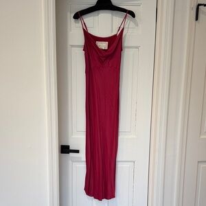 Anthropologie Magenta Slip Midi Dress